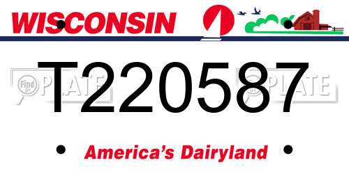 T220587 Wisconsin License Plate