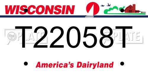 T22058T Wisconsin License Plate