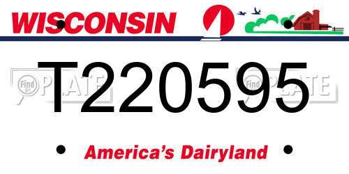 T220595 Wisconsin License Plate