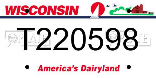 T220598 Wisconsin License Plate