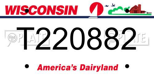 T220882 Wisconsin License Plate