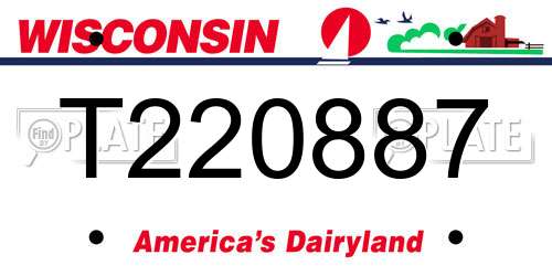 T220887 Wisconsin License Plate