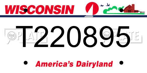 T220895 Wisconsin License Plate