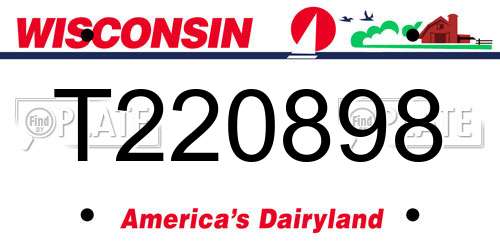 T220898 Wisconsin License Plate