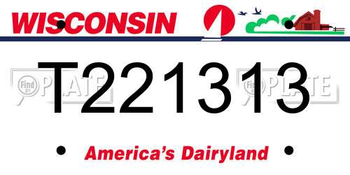 T221313 Wisconsin License Plate