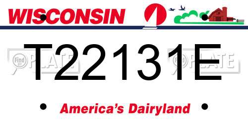 T22131E Wisconsin License Plate