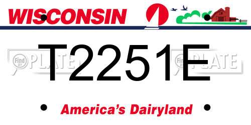 T2251E Wisconsin License Plate