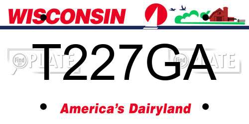 T227GA Wisconsin License Plate