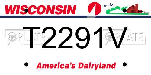 T2291V Wisconsin License Plate