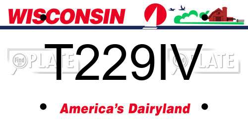 T229IV Wisconsin License Plate