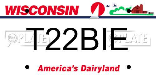 T22BIE Wisconsin License Plate