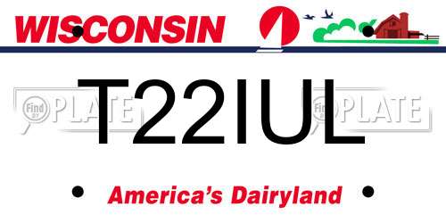 T22IUL Wisconsin License Plate