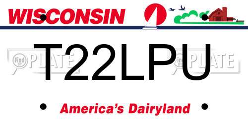 T22LPU Wisconsin License Plate