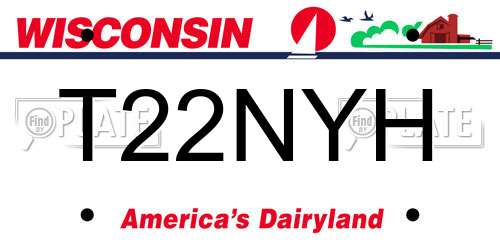 T22NYH Wisconsin License Plate