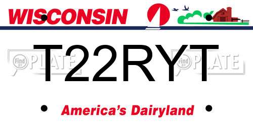 T22RYT Wisconsin License Plate