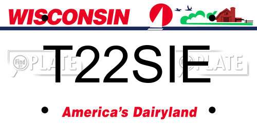 T22SIE Wisconsin License Plate