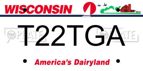 T22TGA Wisconsin License Plate