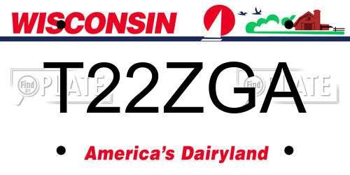 T22ZGA Wisconsin License Plate