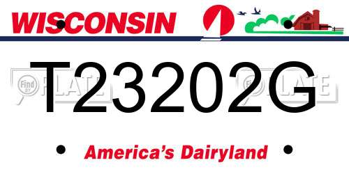T23202G Wisconsin License Plate