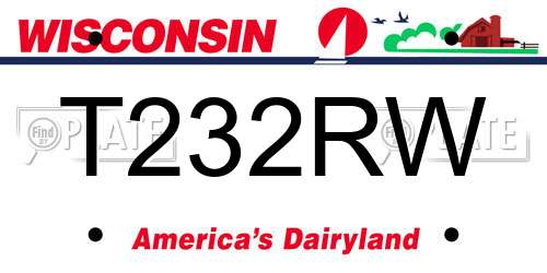 T232RW Wisconsin License Plate