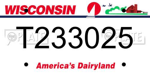 T233025 Wisconsin License Plate