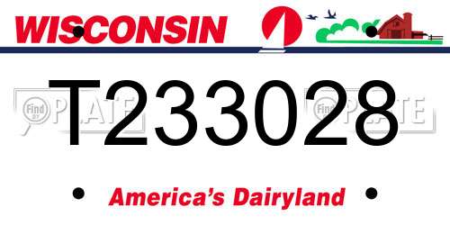 T233028 Wisconsin License Plate