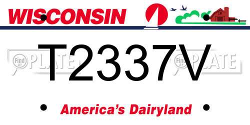 T2337V Wisconsin License Plate