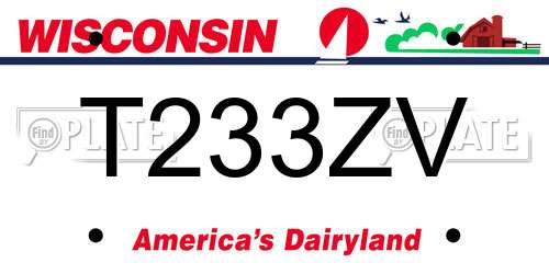 T233ZV Wisconsin License Plate