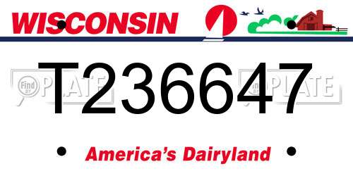 T236647 Wisconsin License Plate