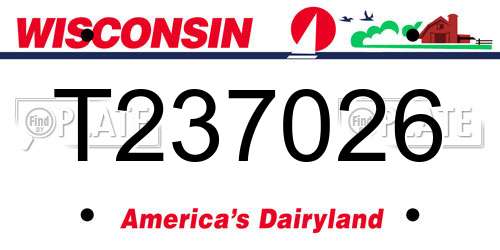 T237026 Wisconsin License Plate