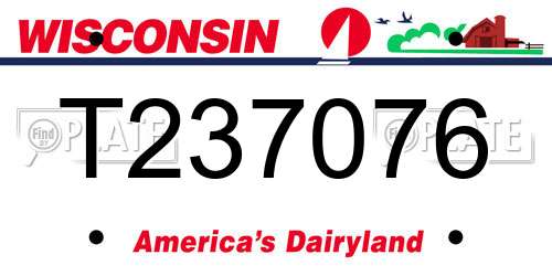 T237076 Wisconsin License Plate