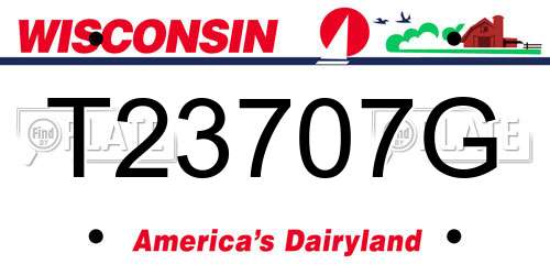 T23707G Wisconsin License Plate