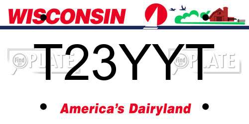 T23YYT Wisconsin License Plate