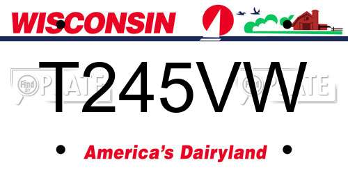 T245VW Wisconsin License Plate