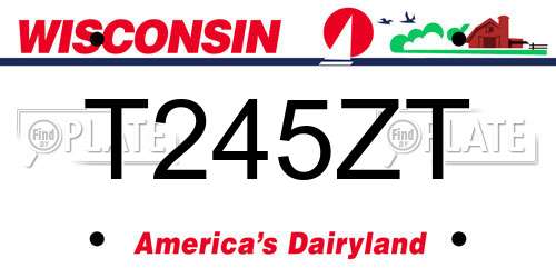 T245ZT Wisconsin License Plate