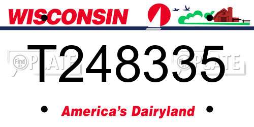 T248335 Wisconsin License Plate