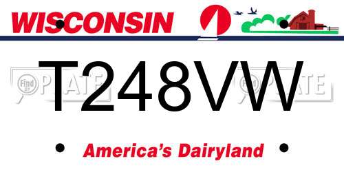 T248VW Wisconsin License Plate