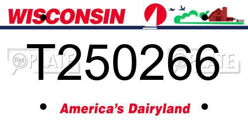 T250266 Wisconsin License Plate