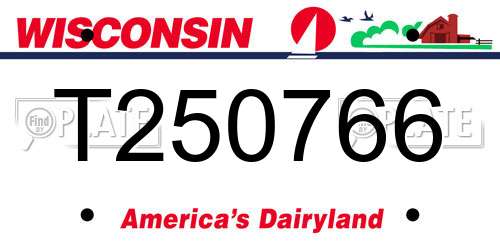 T250766 Wisconsin License Plate