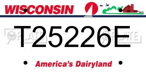 T25226E Wisconsin License Plate