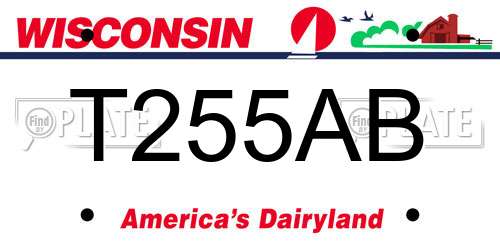 T255AB Wisconsin License Plate