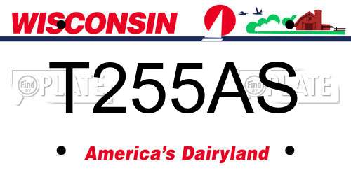 T255AS Wisconsin License Plate