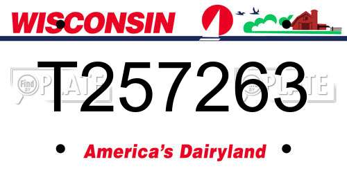 T257263 Wisconsin License Plate