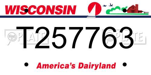 T257763 Wisconsin License Plate