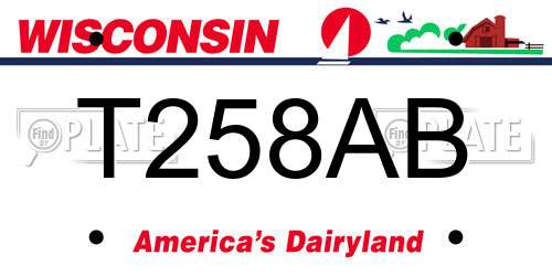 T258AB Wisconsin License Plate