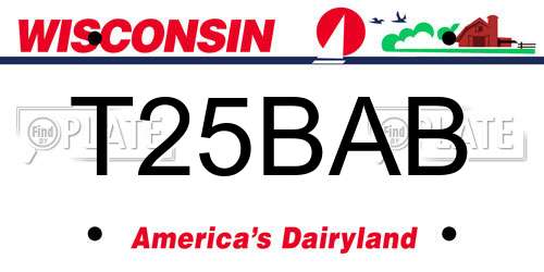 T25BAB Wisconsin License Plate