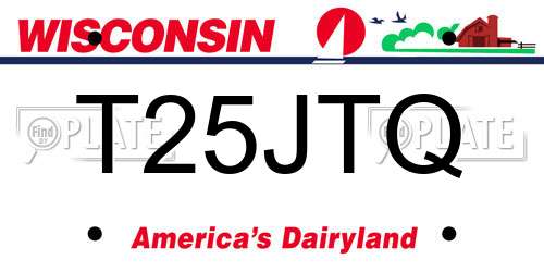 T25JTQ Wisconsin License Plate