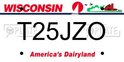 T25JZO Wisconsin License Plate