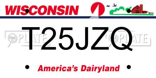 T25JZQ Wisconsin License Plate