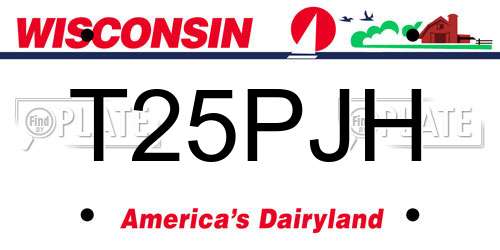 T25PJH Wisconsin License Plate